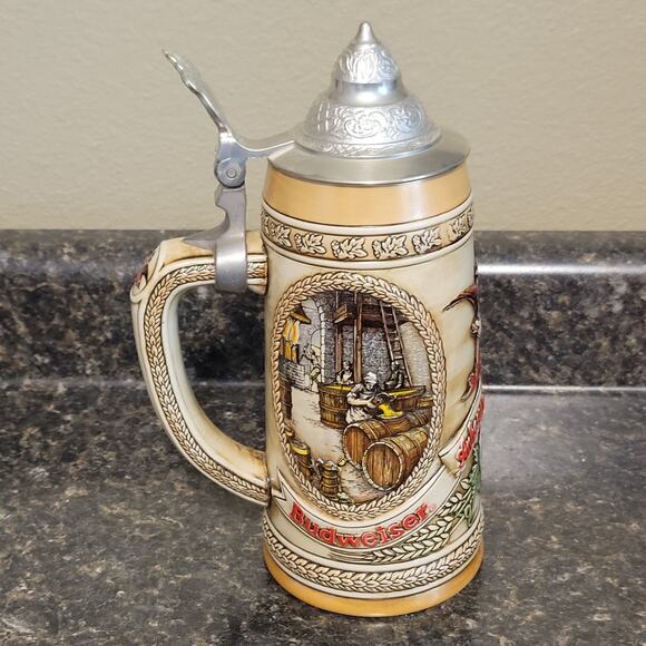 Vintage Budweiser Anheuser-Busch A Series Beer Stein Lidded - Picture 4 of 8